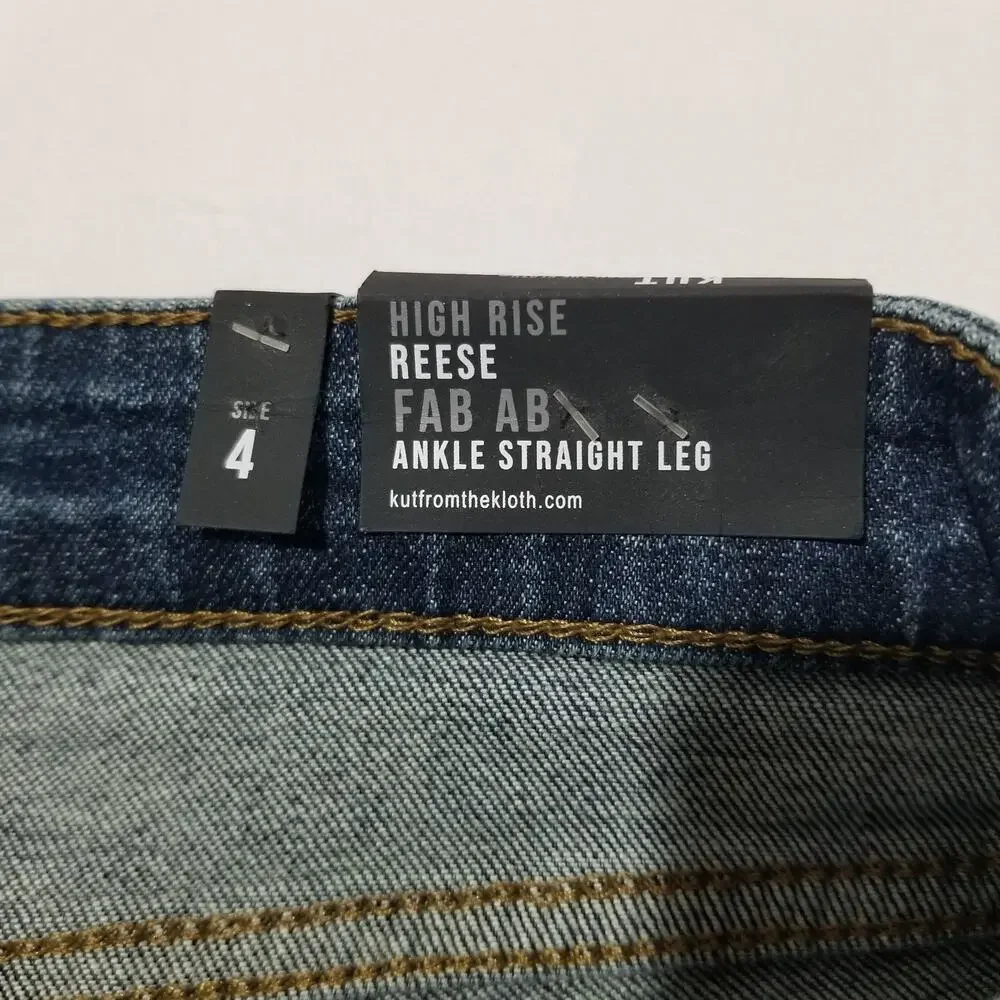Kut From The Kloth Jeans 4 NWT High Rise Reese Fab AB Ankle Straight Leg Raw Hem - Picture 4 of 11